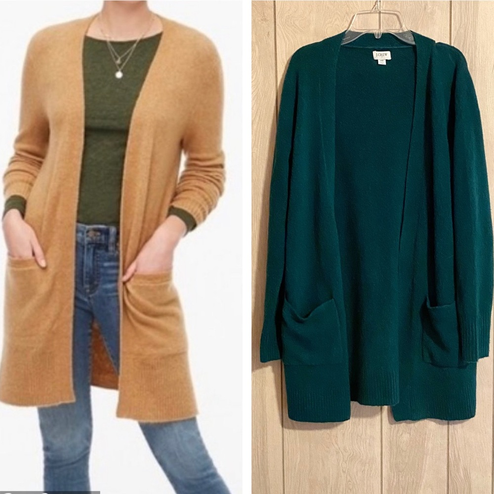 J. Crew Open-Front Cardigan in Extra-Soft Yarn - Green